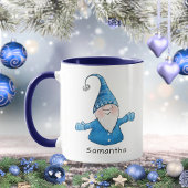 Cute Gnome Custom Blue Kerstmis Mok