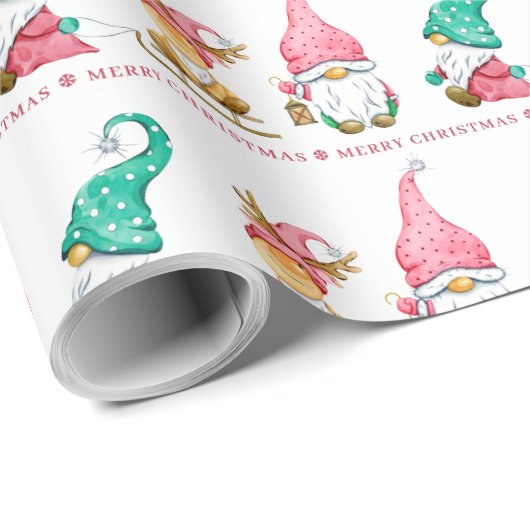 Cute Gnome Custom Merry-kerst Cadeaupapier (Rol Hoek)