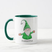 Cute Gnome Custom Name Green kerst Mok (Links)