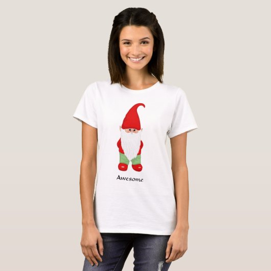 Cute Gnome Dpress in Green en Red T-shirt (Voorkant volledig)