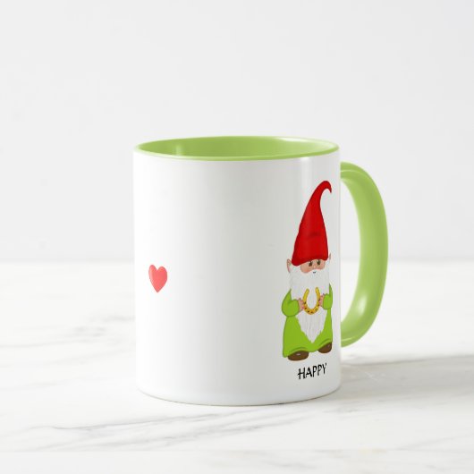 Cute Gnome Dpress in Green met Hoefijzer Mok (Voorkant rechts)