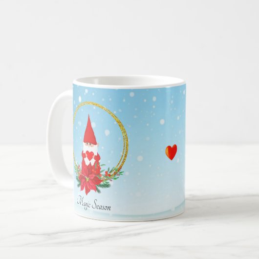Cute Gnome en kerstmis op Light Blue Coff Koffiemok (Voorkant links)