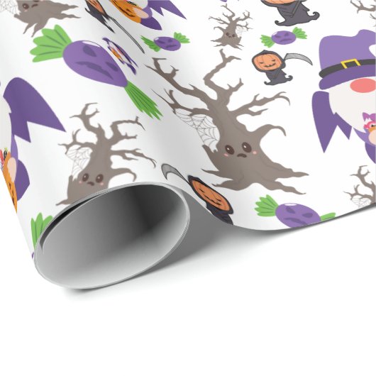 Cute Gnome Enge Pompoen Snoepjes Halloween Cadeau  Cadeaupapier (Rol Hoek)