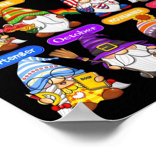 Cute Gnome Every Season Holiday Gnomes 12 Months O Poster (Hoek)