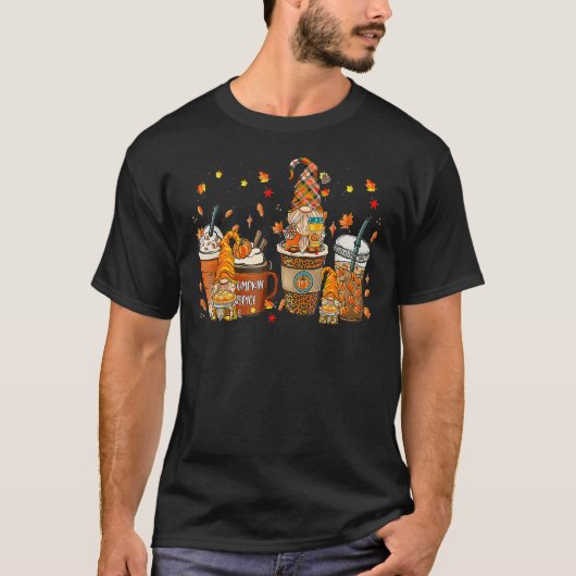 Cute Gnome Fall Coffee Pumpkin Spice Latte Iced Au T-shirt (Voorkant)
