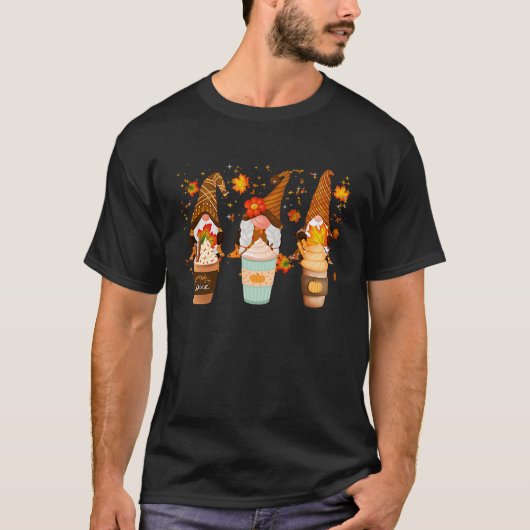 Cute Gnome Fall Coffee Pumpkin Spice Latte Iced Au T-shirt (Voorkant)