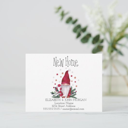 Cute Gnome Feestdagen New Address Aankondigingskaart (Staand voorkant)