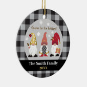 Cute Gnome Feestdagen Red Gold Black Buffalo Keramisch Ornament (Rechts)