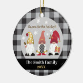 Cute Gnome Feestdagen Red Gold Black Buffalo Keramisch Ornament (Links)