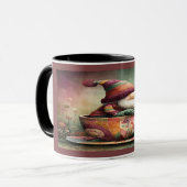 Cute Gnome Fishing in a Teacup Whimsical Mug Mok (Voorkant links)