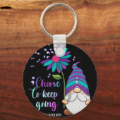 Cute Gnome Flower Suicide Prevention Awareness Mon Sleutelhanger (Voorkant)