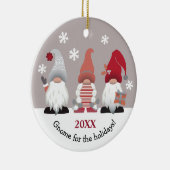 Cute Gnome for the Holidays Red Pink Grey White Keramisch Ornament (Rechts)