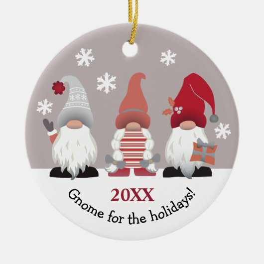 Cute Gnome for the Holidays Red Pink Grey White Keramisch Ornament (Voorkant)