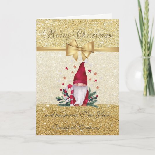 Cute Gnome Glittery, Corporate Feestdagen Kaart (Voorkant)
