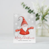 Cute Gnome Gray Red Kerstmis Feestdagenkaart (Staand voorkant)