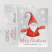 Cute Gnome Gray Red Kerstmis Feestdagenkaart (Voorkant / Achterkant)