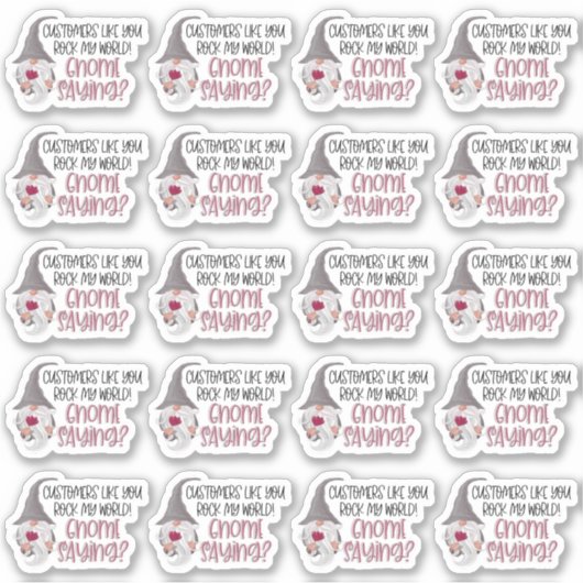 Cute Gnome Great Customers Dank je grappige woords Sticker (Voorkant)