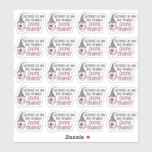 Cute Gnome Great Customers Dank je grappige woords Sticker (Vel)