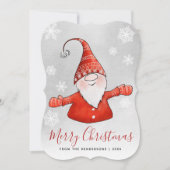 Cute Gnome Grey Red Merry kerst Feestdagenkaart (Voorkant)