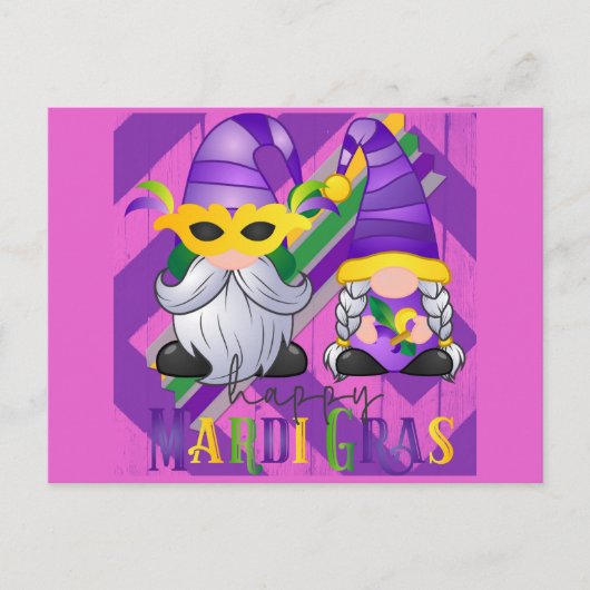 Cute Gnome Happy Mardi Gras Briefkaart (Voorkant)