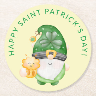Cute Gnome Happy Saint Patricks Day Party Ronde Kartonnen Onderzetter