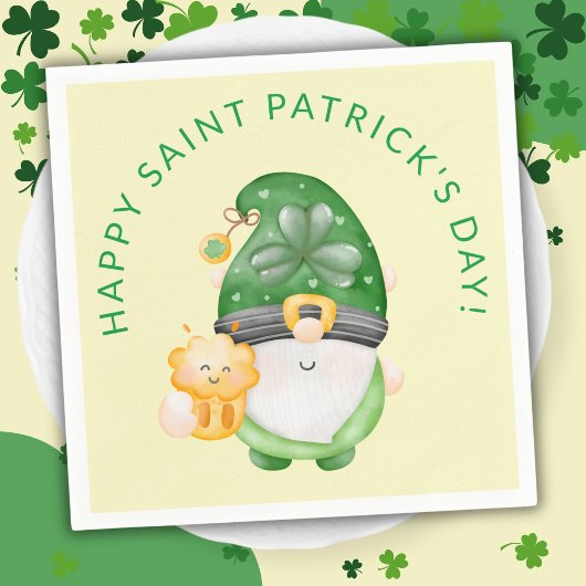Cute Gnome Happy Saint Patricks Day Party Servet