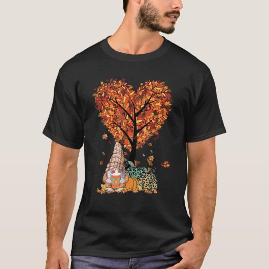 Cute Gnome Happy Thanksgiving Fall Leaves Pumpkin T-shirt (Voorkant)