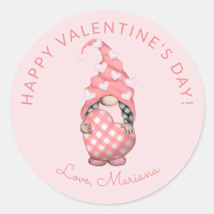 Cute Gnome Happy Valentines Day Favors Ronde Sticker
