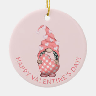 Cute Gnome Happy Valentines Day Keramisch Ornament