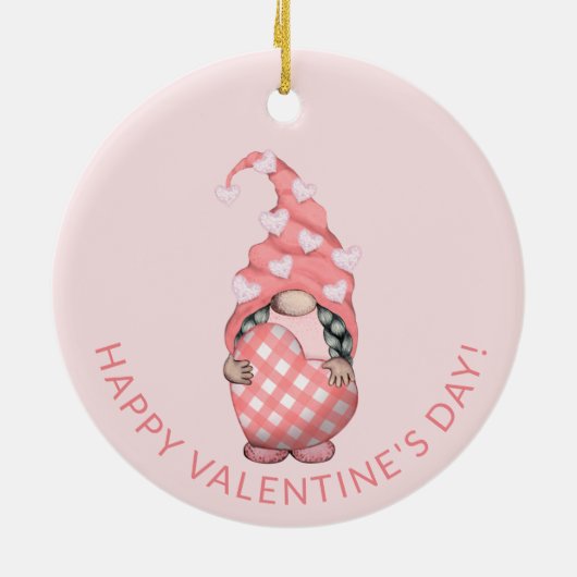 Cute Gnome Happy Valentines Day Keramisch Ornament (Achterkant)