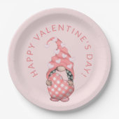 Cute Gnome Happy Valentines Day Party Papieren Bordje (Voorkant)
