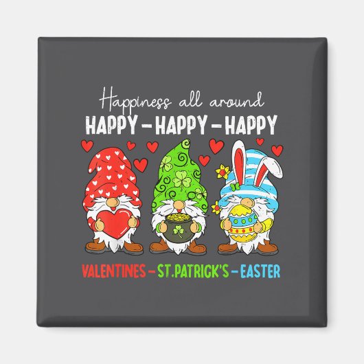 Cute Gnome Happy Valentines St Patricks Easter Hol Magneet (Voorkant)