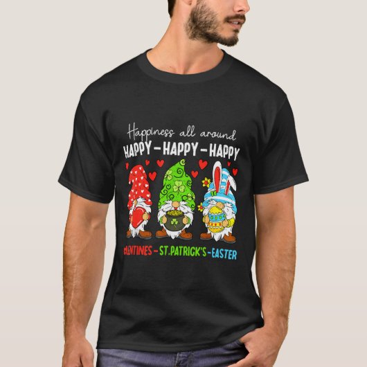 Cute Gnome Happy Valentines St Patricks Easter Hol T-shirt (Voorkant)