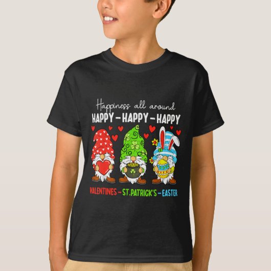 Cute Gnome Happy Valentines St Patricks Easter Hol T-shirt (Voorkant)