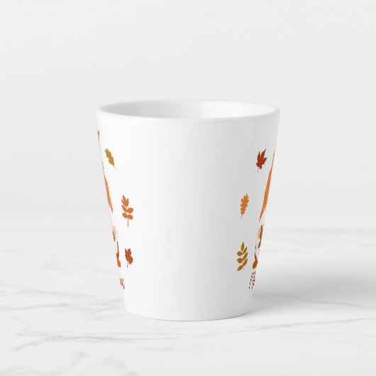 Cute Gnome Herfst Custom Name Falling Leaves Latte Mok (Voorkant)