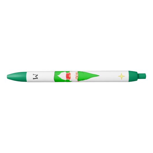 Cute Gnome Holding a Cft & Monogram Zwarte Inkt Pen (Voorkant)