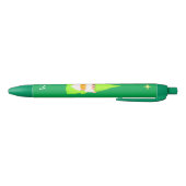 Cute Gnome Holding a Gift & Monogram on Green Zwarte Inkt Pen (Bodem)