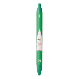 Cute Gnome Holding a Heart & Monogram on Green Zwarte Inkt Pen
