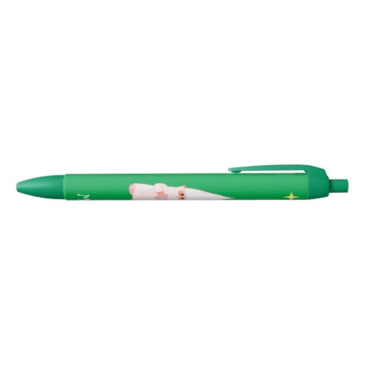 Cute Gnome Holding a Heart & Monogram on Green Zwarte Inkt Pen (Bovenkant)