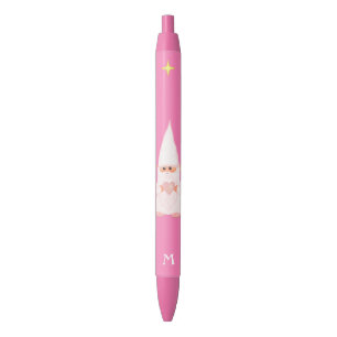 Cute Gnome Holding a Heart & Monogram Zwarte Inkt Pen