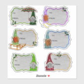 Cute Gnome Holiday met kerstcadeaus Label Stickers (Vel)