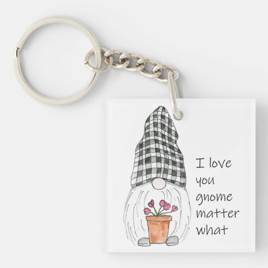 Cute Gnome Ik hou van jou. Sleutelhanger (Voorkant)