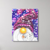Cute Gnome in het Paarse Pet Zingt een kerstlied Canvas Afdruk (Voorkant)