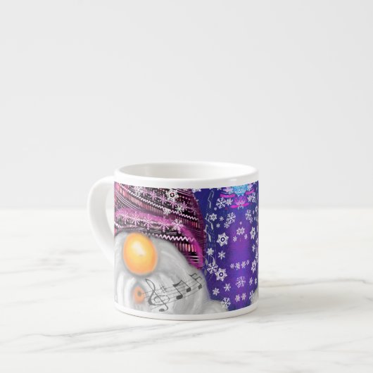 Cute Gnome in het Paarse Pet Zingt een kerstlied Espresso Kop (Links)