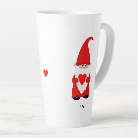 Cute Gnome in rood met hart Latte Mok (Rechterhoek)