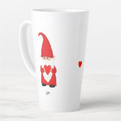 Cute Gnome in rood met hart Latte Mok (Linkerhoek)