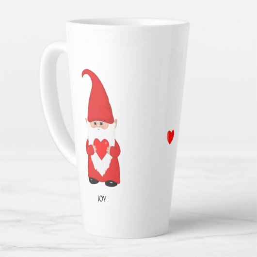 Cute Gnome in rood met hart Latte Mok (Linkerhoek)