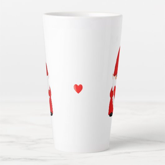 Cute Gnome in rood met hart Latte Mok (Voorkant)