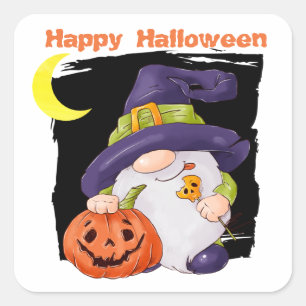 Cute Gnome Jack o' Lantern Kinder Halloween Vierkante Sticker