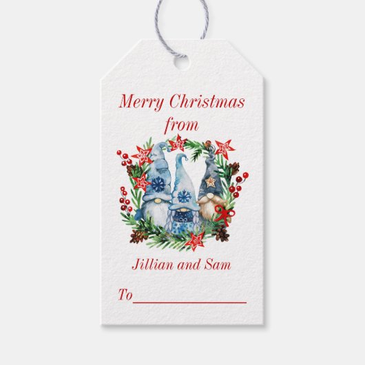 Cute Gnome kerst Cadeaulabel (Voorkant)